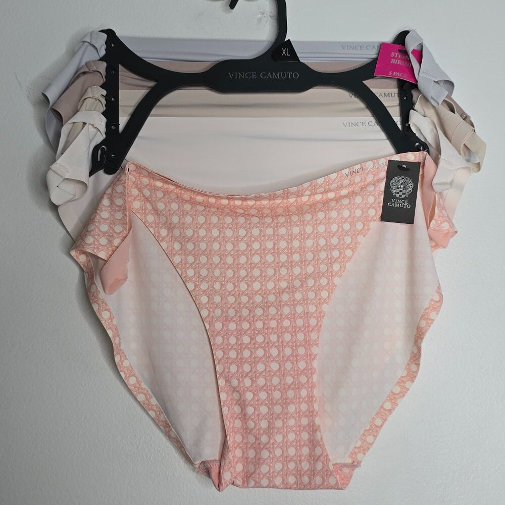 5 Vince Camuto String Bikini Panties Set Pack Lot XL Womens Nylon Underwear NEW